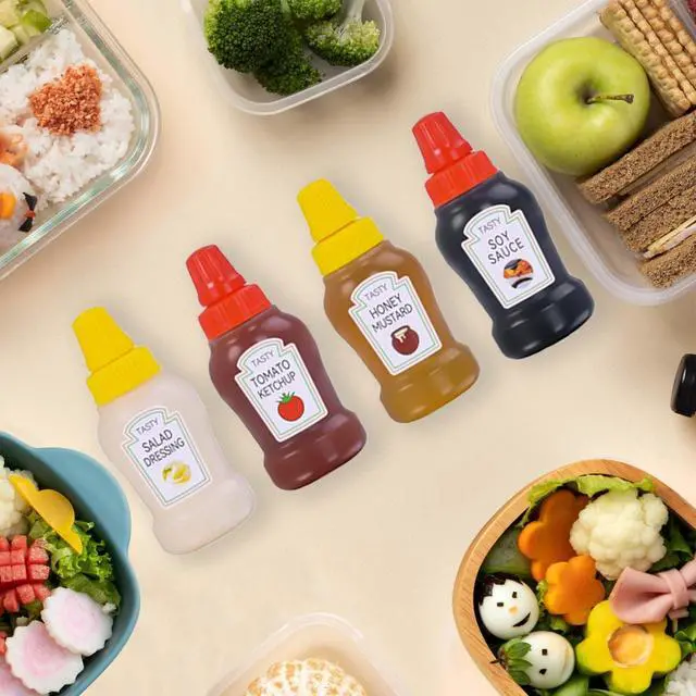 Alt view image 4 of 7 - 64Pcs Kids Lunch Accessories, Mini Ketchup Bottle for Bento Box Accessories | Mini Condiment Squeeze Bottles for Lunch Box Supplies, Small Sauce Containers with Lids, Cute Fun Animal Food Fruit Picks