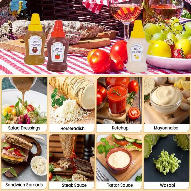 Alt view image 6 of 7 - 64Pcs Kids Lunch Accessories, Mini Ketchup Bottle for Bento Box Accessories | Mini Condiment Squeeze Bottles for Lunch Box Supplies, Small Sauce Containers with Lids, Cute Fun Animal Food Fruit Picks