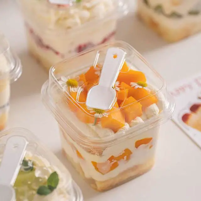 Alt view image 6 of 7 - 50 Pack 12.8 oz Plastic Dessert Cups with Lids and Spoons, Mini Yogurt Parfait/Appetizer Cup with Lids for Party for Pudding, Fruit and Ice Cream