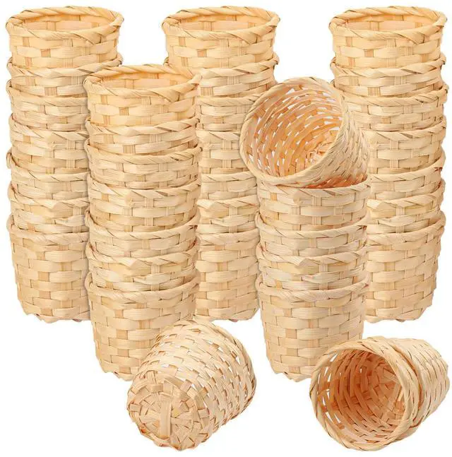 Main image of 36 Pack 3.54 Inch Round Small Bamboo Woven Basket, Round Mini Bamboo Woven Fruit Baskets for Kitchen, Restaurant, and Holiday Decor