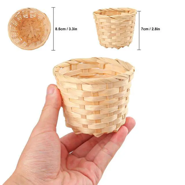 Alt view image 2 of 7 - 36 Pack 3.54 Inch Round Small Bamboo Woven Basket, Round Mini Bamboo Woven Fruit Baskets for Kitchen, Restaurant, and Holiday Decor