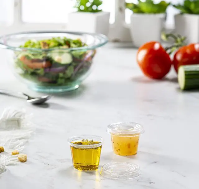 Alt view image 3 of 7 - (1 oz - 100 Sets) Clear Diposable Plastic Portion Cups With Lids, Small Mini Containers For Portion Controll, Jello Shots, Meal Prep, Sauce Cups, Slime, Condiments,