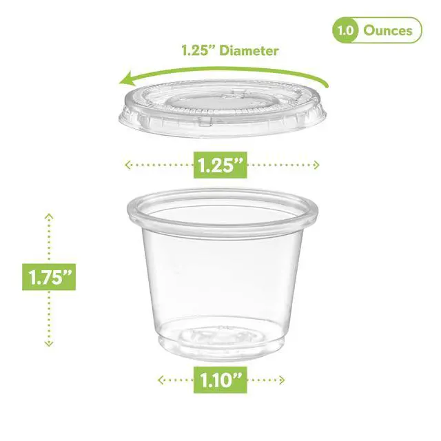 Alt view image 6 of 7 - (1 oz - 100 Sets) Clear Diposable Plastic Portion Cups With Lids, Small Mini Containers For Portion Controll, Jello Shots, Meal Prep, Sauce Cups, Slime, Condiments,