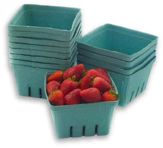 Main image of 42 Pack QUART Green Molded Pulp Fiber Berry/Produce Vented Baskets for Fruit and Vegetable