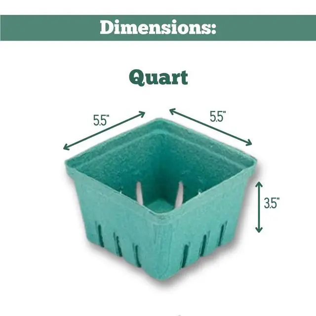 Alt view image 3 of 7 - 42 Pack QUART Green Molded Pulp Fiber Berry/Produce Vented Baskets for Fruit and Vegetable