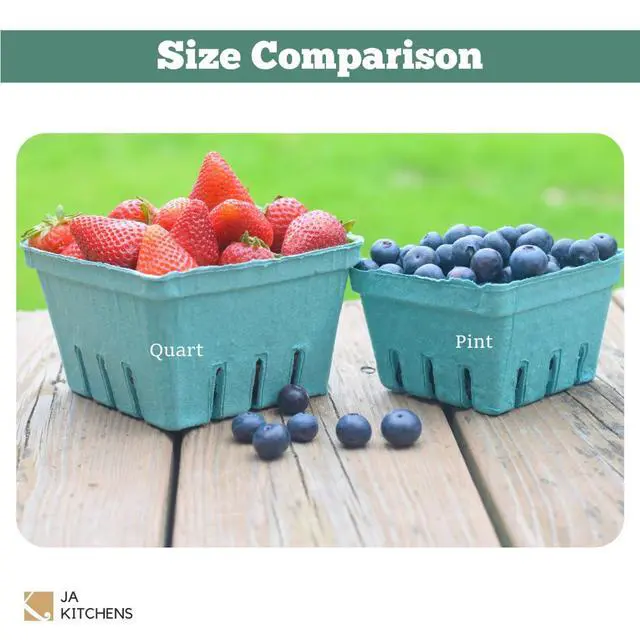 Alt view image 5 of 7 - 42 Pack QUART Green Molded Pulp Fiber Berry/Produce Vented Baskets for Fruit and Vegetable