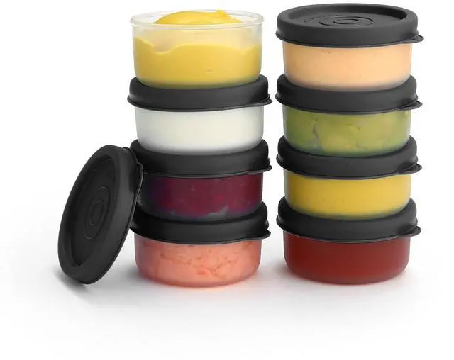 Main image of Condiment Cups Containers with Lids- 8 pk. 1.3 oz.Salad Dressing Container to go Small Food Storage Containers with Lids- Sauce Cups Leak proof Reusable Plastic BPA free for Lunch Box Picnic Travel