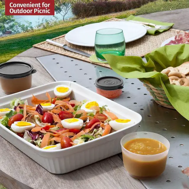 Alt view image 3 of 7 - Condiment Cups Containers with Lids- 8 pk. 1.3 oz.Salad Dressing Container to go Small Food Storage Containers with Lids- Sauce Cups Leak proof Reusable Plastic BPA free for Lunch Box Picnic Travel