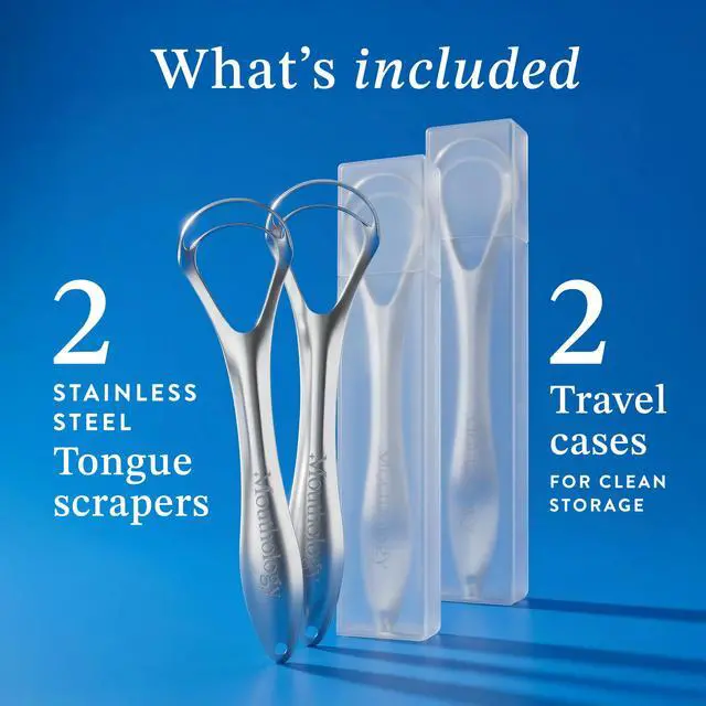 Alt view image 2 of 7 - Tongue Scraper for Adults (2 Pack), Reduce Bad Breath, Metal Tongue Scraper, Tongue Cleaner, Tongue Scraper, Stainless Steel Tongue Scraper, Tongue Cleaner for Adults, Tongue Scrubber