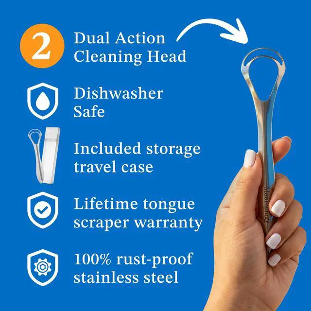 Alt view image 7 of 7 - Tongue Scraper for Adults (2 Pack), Reduce Bad Breath, Metal Tongue Scraper, Tongue Cleaner, Tongue Scraper, Stainless Steel Tongue Scraper, Tongue Cleaner for Adults, Tongue Scrubber