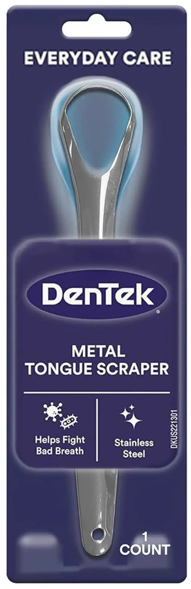 Main image of Metal Tongue Scraper for Better Oral Health, 1 Count | Removes Bacteria, Fights Bad Breath 100% Stainless Steel, Dishwasher-Safe, Slim Design, Works Gently