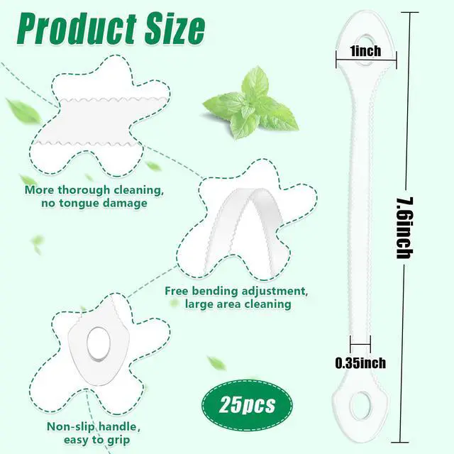 Alt view image 2 of 7 - 25 Count Disposable Tongue Scraper, Plastic Tongue Cleaner for Adults Kids | Double-sided Smooth Serrated Edge, Clean Tongue, Healthy Tongue, Promote Fresh Breath, Travel Friendly