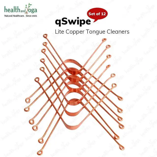 Alt view image 5 of 7 - HealthAndYoga qSwipe Lite Copper Tongue Cleaners (Pack of 12) Prevents Bad breath, Improves taste- Flexible, Curved ends provide good grip Complete Oral Care/Hygiene for Travel/Office/Home