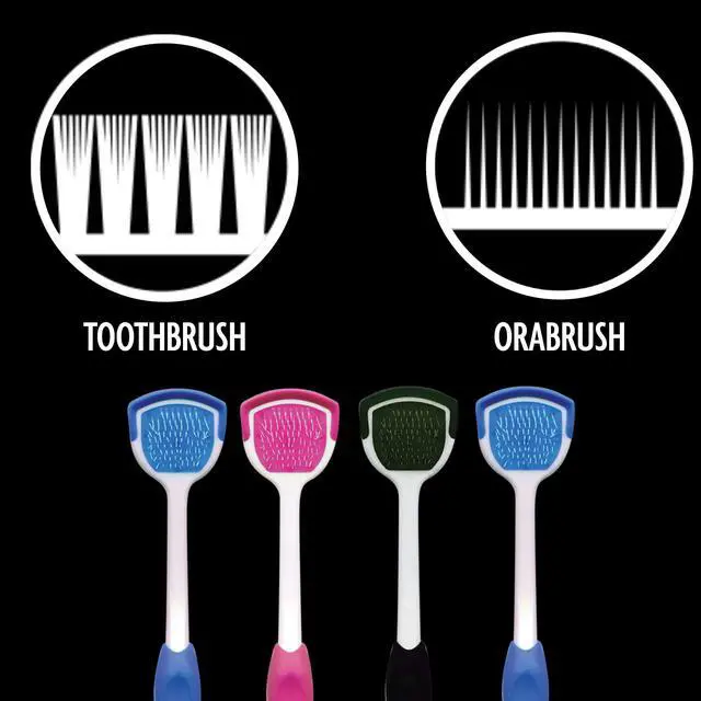 Alt view image 4 of 6 - DenTek Tongue Scraper, Gentle Tongue Cleaner Brush, 2ct | Orabrush Fresh Breath, Fights Bad Breath, BPA-Free Tongue Scraper, Reaching Where a Toothbrush Cannot