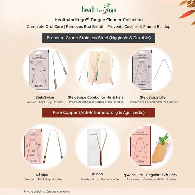 Alt view image 3 of 7 - HealthAndYoga SteloSwipe Lite Stainless Steel Tongue Cleaners - Disposable Metal Tongue Scrapers Bulk Pack (Pack of 12) - Oral Hygiene Scraper- Prevents Bad breath Replacement and Gift Pack