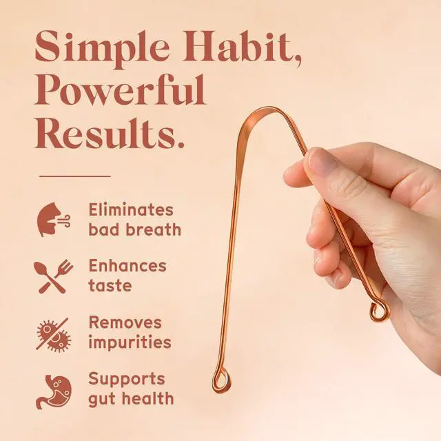 Alt view image 4 of 7 - Copper Tongue Scraper for Adults & Kids 100% Pure Copper Tongue Cleaner Extreme Bad Breath Treatment for Adults, Oral Detox & Hygiene 1 Pack with Travel Pouch