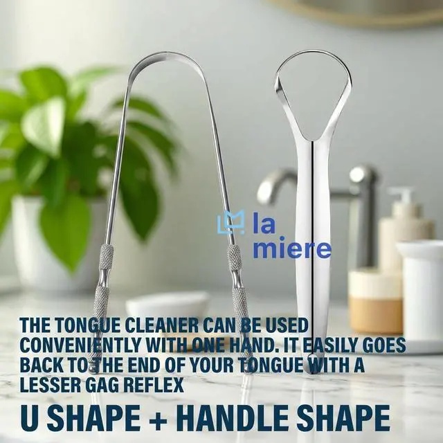Alt view image 2 of 6 - Tongue Scraper (2 Pack), 100% Stainless Steel, Easy to Use Tongue Scraper for Adults, Tongue Cleaner