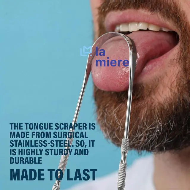 Alt view image 5 of 6 - Tongue Scraper (2 Pack), 100% Stainless Steel, Easy to Use Tongue Scraper for Adults, Tongue Cleaner