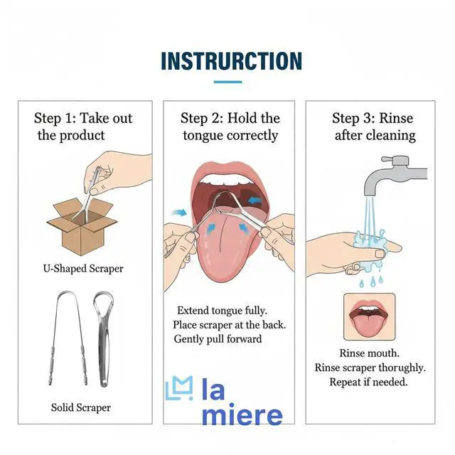 Alt view image 4 of 6 - Tongue Scraper (2 Pack), 100% Stainless Steel, Easy to Use Tongue Scraper for Adults, Tongue Cleaner