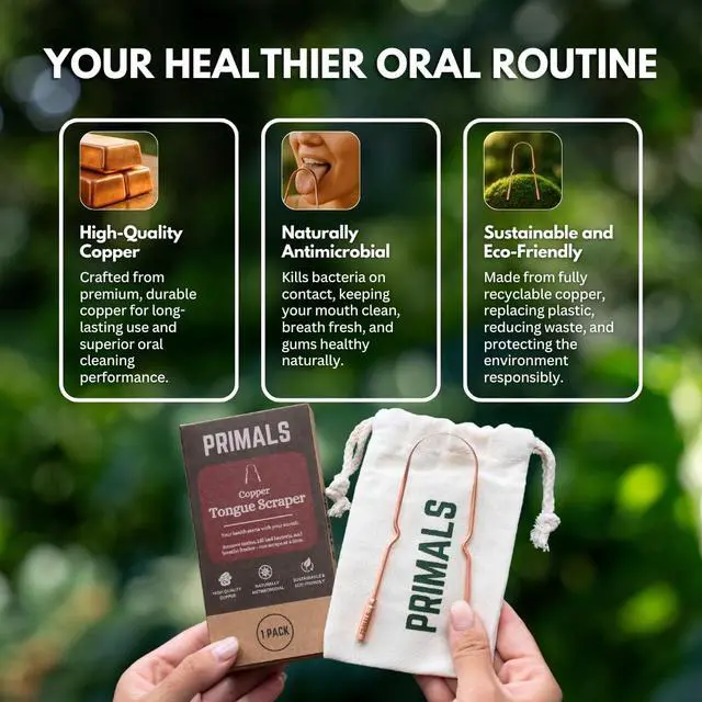 Alt view image 4 of 7 - Copper Tongue Scraper - Fresher Breath & Improved Oral Health - Natural Ayurvedic Cleaner for Daily Detox - Rust-Resistant, Eco-Friendly with Travel Cloth Pouch Included (1 Count)
