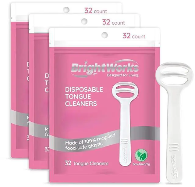 Main image of Disposable Tongue Scrapers for Adults 96 Count, Recycled Plastic | Hygienic Tongue Cleaner for Fresh Breath Curved Design Tongue Cleaner Travel-Friendly