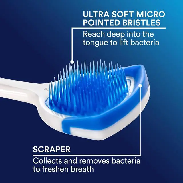 Alt view image 4 of 7 - DenTek Tongue Scraper, Gentle Tongue Cleaner Brush, 4ct | Orabrush Fresh Breath, Fights Bad Breath, BPA-Free Tongue Scraper, Reaching Where a Toothbrush Cannot