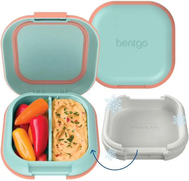 Main image of Chill Mini Leak-Proof 3 or 4 Compartment Lunch Box | Built-In Ice Pack Keeps Food Cold, 2.7-Cup Capacity for Snack or Sandwich, PFAS & BPA-Free, Adults & Kids 3+ (Seaside Papaya)