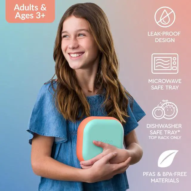 Alt view image 3 of 7 - Chill Mini Leak-Proof 3 or 4 Compartment Lunch Box | Built-In Ice Pack Keeps Food Cold, 2.7-Cup Capacity for Snack or Sandwich, PFAS & BPA-Free, Adults & Kids 3+ (Seaside Papaya)