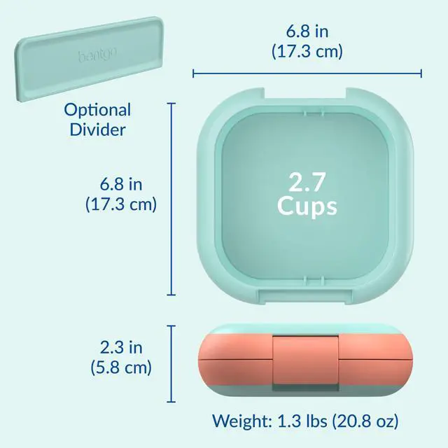 Alt view image 7 of 7 - Chill Mini Leak-Proof 3 or 4 Compartment Lunch Box | Built-In Ice Pack Keeps Food Cold, 2.7-Cup Capacity for Snack or Sandwich, PFAS & BPA-Free, Adults & Kids 3+ (Seaside Papaya)