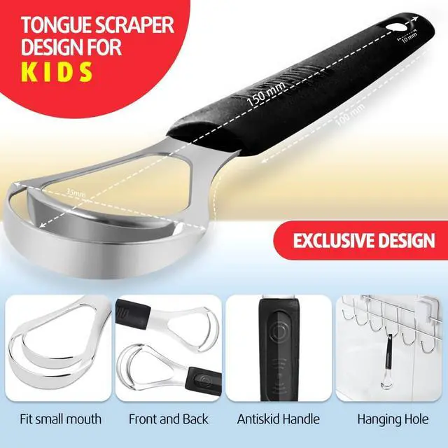 Alt view image 3 of 7 - 4 Pack Colorful Tongue Scraper Cleaner for Kids Adults | Double-Heads, Stainless Steel, Rustproof, Anti-slip Grip, Travel Case, Effectively, Remove Bad Breath, Refresh Confidence