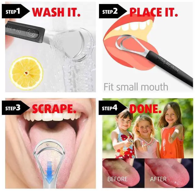 Alt view image 4 of 7 - 4 Pack Colorful Tongue Scraper Cleaner for Kids Adults | Double-Heads, Stainless Steel, Rustproof, Anti-slip Grip, Travel Case, Effectively, Remove Bad Breath, Refresh Confidence