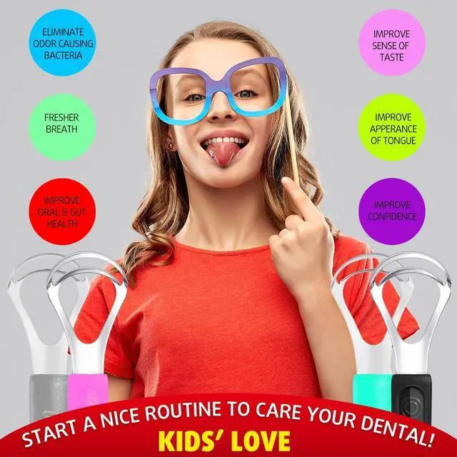 Alt view image 5 of 7 - 4 Pack Colorful Tongue Scraper Cleaner for Kids Adults | Double-Heads, Stainless Steel, Rustproof, Anti-slip Grip, Travel Case, Effectively, Remove Bad Breath, Refresh Confidence