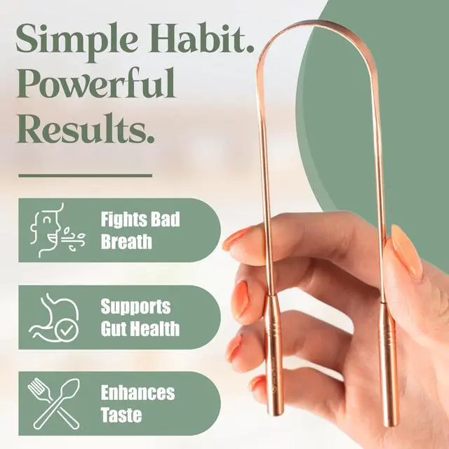 Alt view image 2 of 7 - Copper Tongue Scraper for Adults & Kids | Premium Metal, Eliminate Bad Breath, Enhance Oral Hygiene, Includes Travel Bag