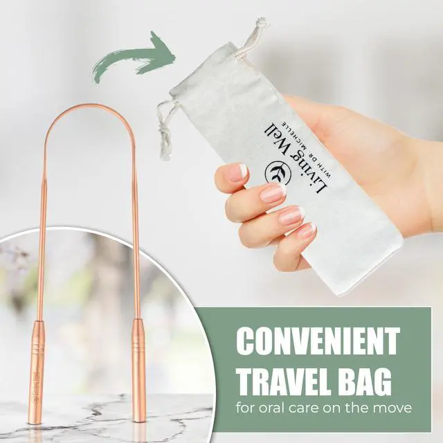 Alt view image 3 of 7 - Copper Tongue Scraper for Adults & Kids | Premium Metal, Eliminate Bad Breath, Enhance Oral Hygiene, Includes Travel Bag