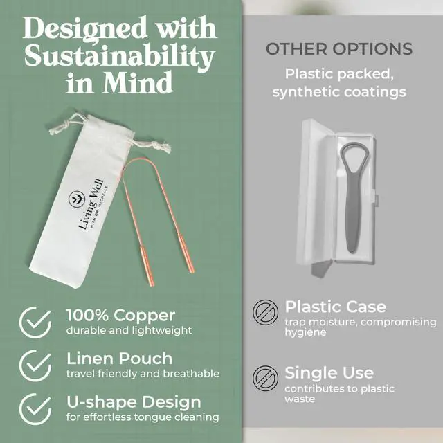 Alt view image 5 of 7 - Copper Tongue Scraper for Adults & Kids | Premium Metal, Eliminate Bad Breath, Enhance Oral Hygiene, Includes Travel Bag
