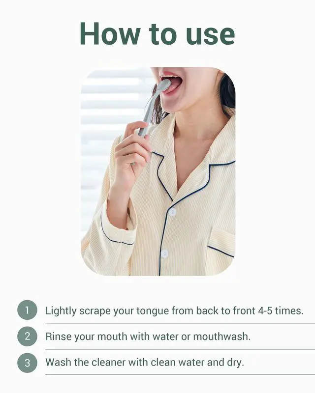 Alt view image 6 of 7 - Tongue Scraper with 3 Replaceable Heads for Up to 9 Months - Soft BPA-Free TPE Tongue Cleaner, Designed to Reduce Gag Reflex, Helps Freshen Breath & Remove White Coating (Deep Gray)