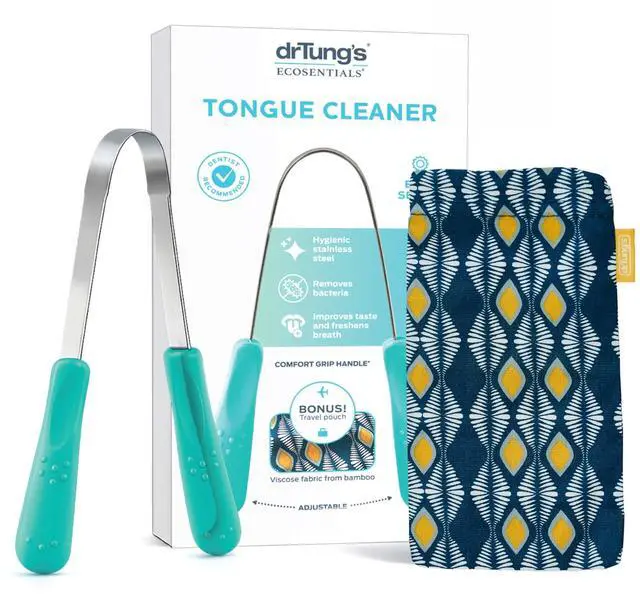 Main image of Stainless Steel Tongue Scraper - Adults & Kids - 1 Pack | Metal Tongue Scraper & Cleaner, Freshens Breath, Oral Hygiene Care, Comfort Grip Handle, Travel Case