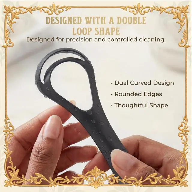 Alt view image 2 of 7 - Black Tongue Scraper with Cases (Spoon Shape, 2 Pack), Tongue Scrubber for Bad Breath Treatment, Easy to Use Tongue Scraper for Adults, Tongue Cleaner for Oral Care