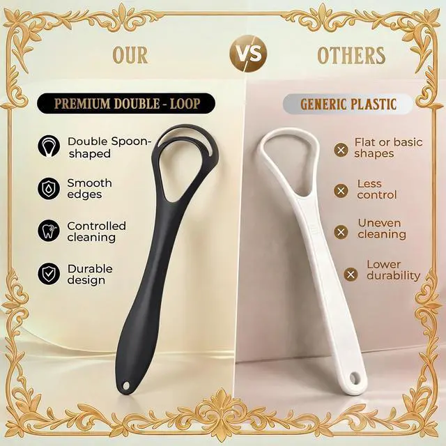 Alt view image 7 of 7 - Black Tongue Scraper with Cases (Spoon Shape, 2 Pack), Tongue Scrubber for Bad Breath Treatment, Easy to Use Tongue Scraper for Adults, Tongue Cleaner for Oral Care