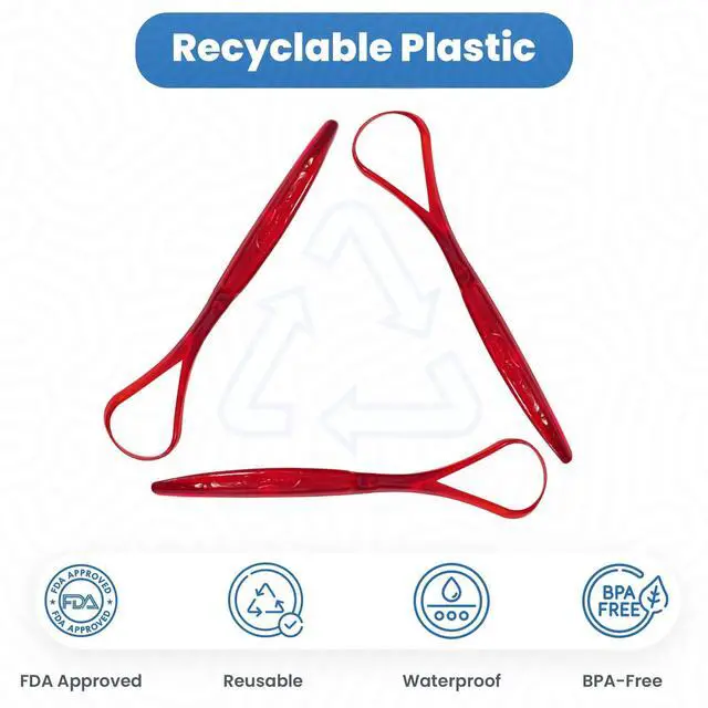 Alt view image 4 of 6 - Tongue Scraper (3 pack)(Red) - 100% BPA Free - Dentist Designed for Fresh Breath - Dr. Nicks White & Healthy Easy to Use Plastic Tongue Cleaner for Adults