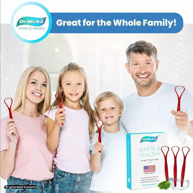 Alt view image 5 of 6 - Tongue Scraper (3 pack)(Red) - 100% BPA Free - Dentist Designed for Fresh Breath - Dr. Nicks White & Healthy Easy to Use Plastic Tongue Cleaner for Adults