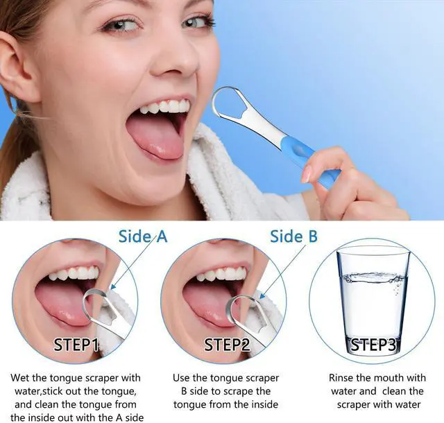 Alt view image 6 of 7 - 4 Pcs Tongue Scraper Cleaner Adults Kids,Green, Blue, Black and Purple | Stainless Steel Tongue Brush, Metal Scraper, Reduce Bad Breath, with Travel Cases