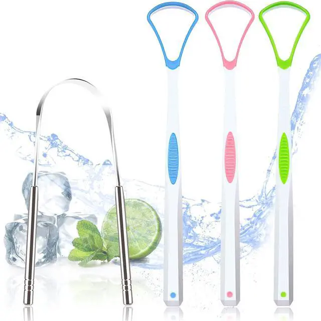 Main image of 4PCS Tongue Scraper, Stainless Steel Tongue Cleaners, 100% BPA Free Fresher Tongue Tools, Healthy Oral Hygiene Brushes, Medical Grade Reusable Stainless Steel, Eliminate Bad Breath