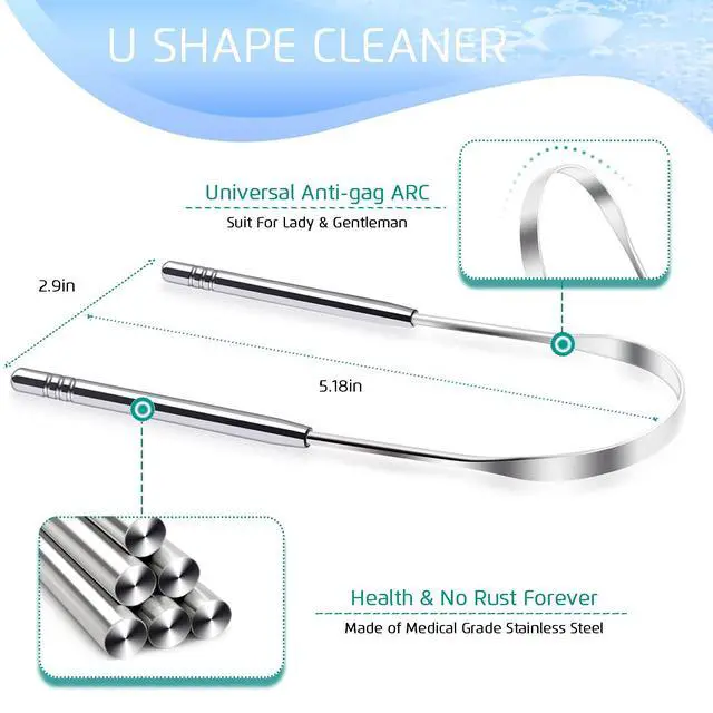 Alt view image 2 of 7 - 4PCS Tongue Scraper, Stainless Steel Tongue Cleaners, 100% BPA Free Fresher Tongue Tools, Healthy Oral Hygiene Brushes, Medical Grade Reusable Stainless Steel, Eliminate Bad Breath