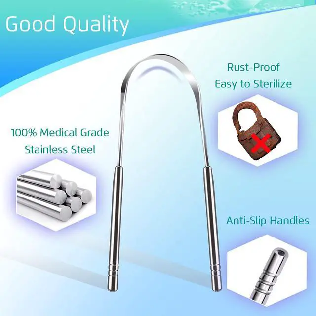 Alt view image 7 of 7 - 4PCS Tongue Scraper, Stainless Steel Tongue Cleaners, 100% BPA Free Fresher Tongue Tools, Healthy Oral Hygiene Brushes, Medical Grade Reusable Stainless Steel, Eliminate Bad Breath