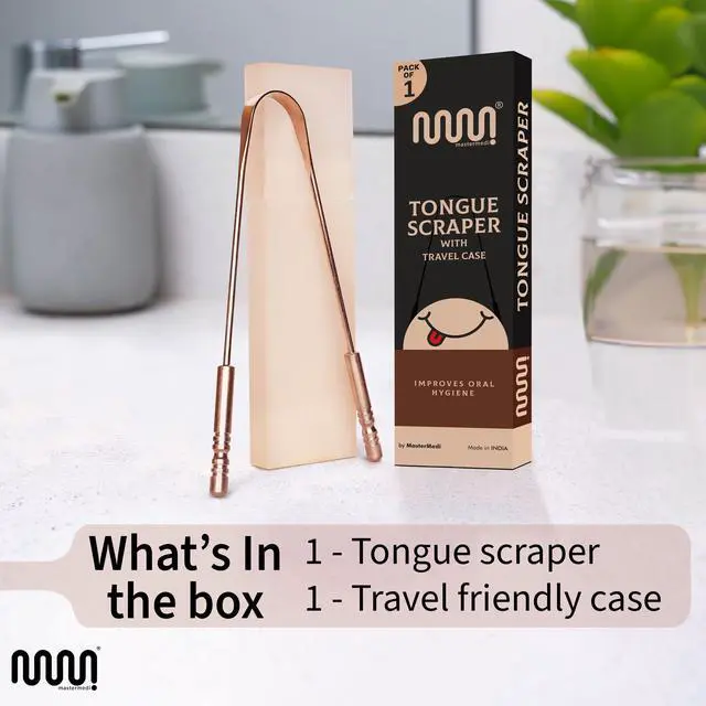Alt view image 5 of 7 - Pure Copper Tongue Scraper for Adults, Tongue Scrubber for Bad Breath, Easy to Use, Tongue Cleaner for Oral Care & Hygiene (Copper Pack of 1 With Case)