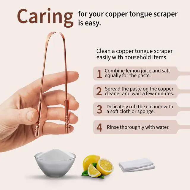 Alt view image 7 of 7 - Pure Copper Tongue Scraper for Adults, Tongue Scrubber for Bad Breath, Easy to Use, Tongue Cleaner for Oral Care & Hygiene (Copper Pack of 1 With Case)
