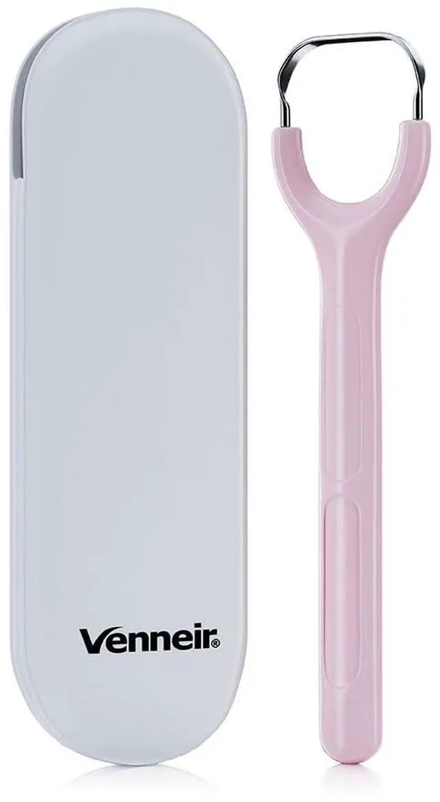 Main image of Tongue Scraper with Travel Case, Oral Glide ProBad Breath Treatment, Medical-Grade Stainless Steel for Adults & Kids. 100% Rustproof, Sleek & Effective Design (Pink Frost)