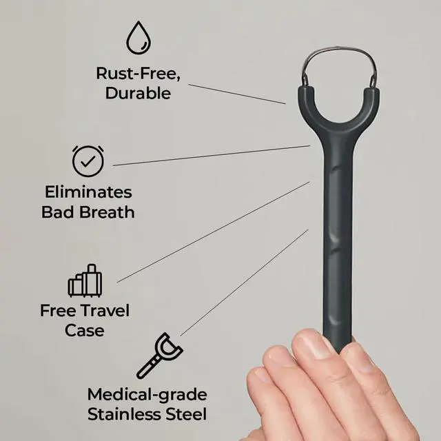 Alt view image 5 of 6 - Tongue Scraper with Travel Case, Oral Glide ProBad Breath Treatment, Medical-Grade Stainless Steel for Adults & Kids. 100% Rustproof, Sleek & Effective Design (Pink Frost)