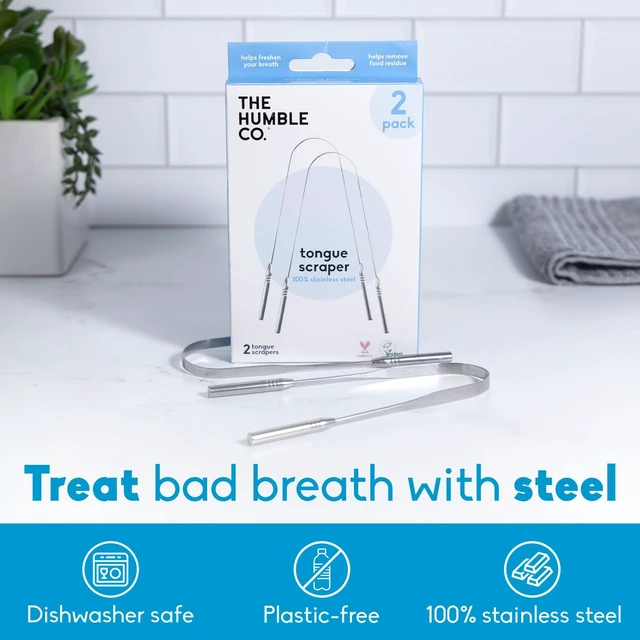 Alt view image 3 of 6 - Tongue Scraper, Tongue Cleaner, Stainless Steel (2 Pack) | Eliminates Bad Breath & Bacteria, For Adults & Kids, Dental Oral Care Products, Personal Hygiene Essentials, BPA Free
